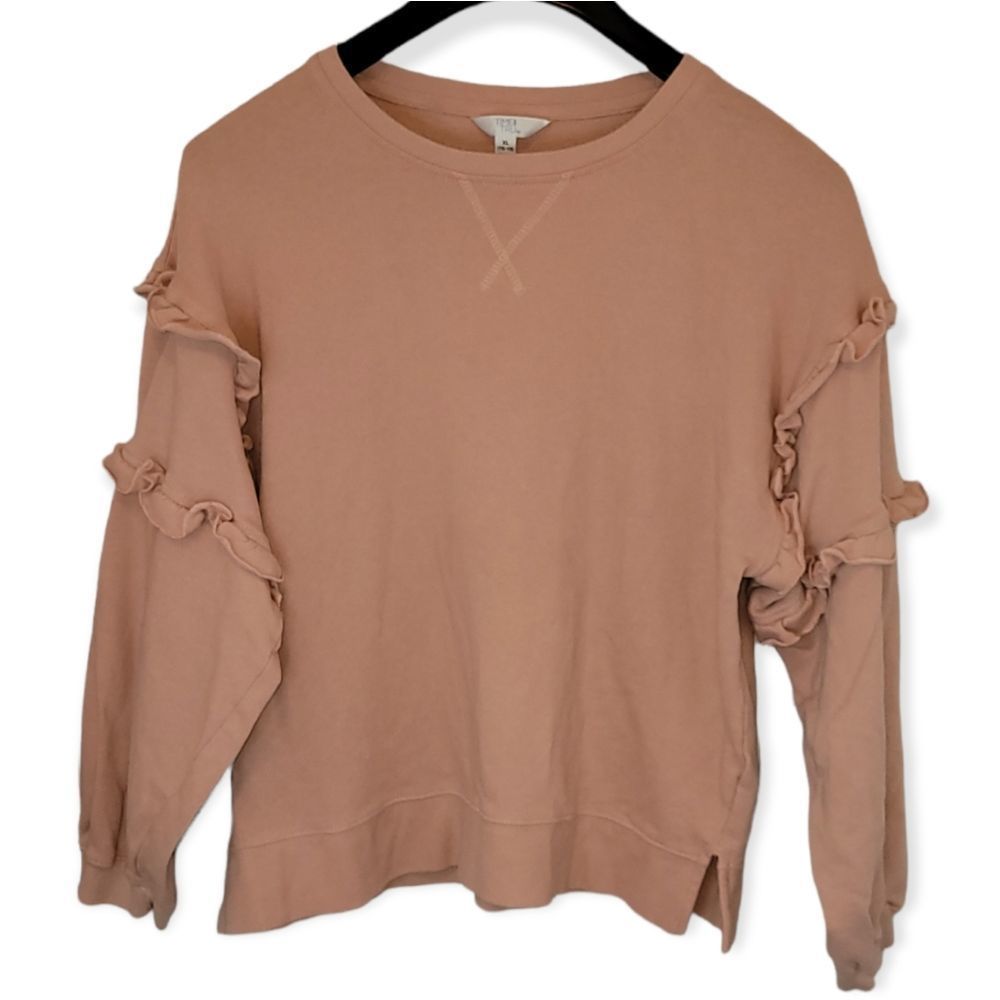 Time & Tru Pink Ruffle Sweater Size XL (16-18)